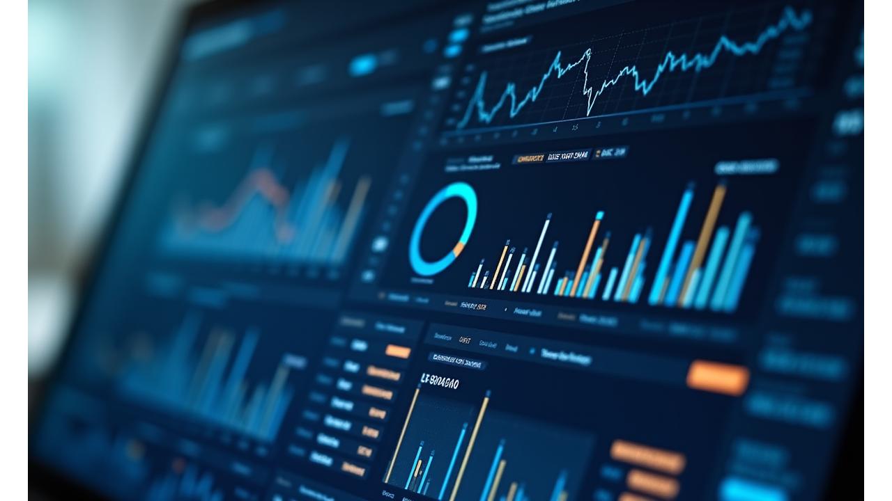 Data visualization dashboard showing revenue growth, market penetration, and efficiency gains across various film projects.